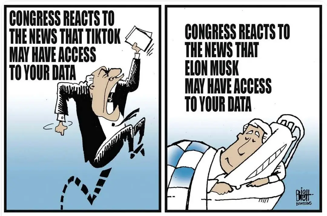 Two-panel comic strip showing a cartoon man in a suit dramatically leaping upward in the left panel, holding papers, with…