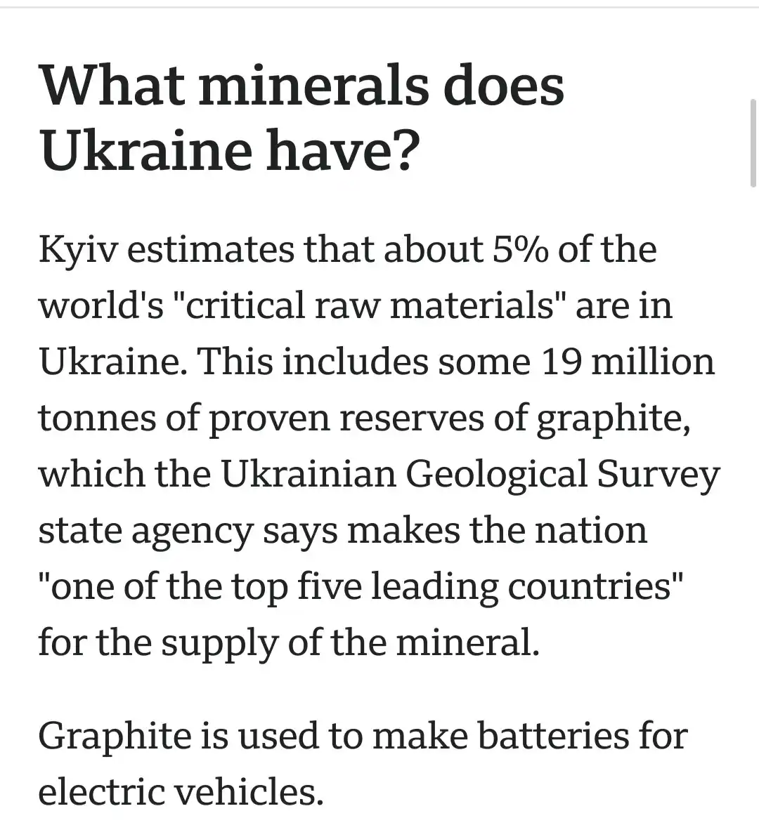 The image displays a screenshot of a news article snippet with black text on a white background. The headline asks 'What…