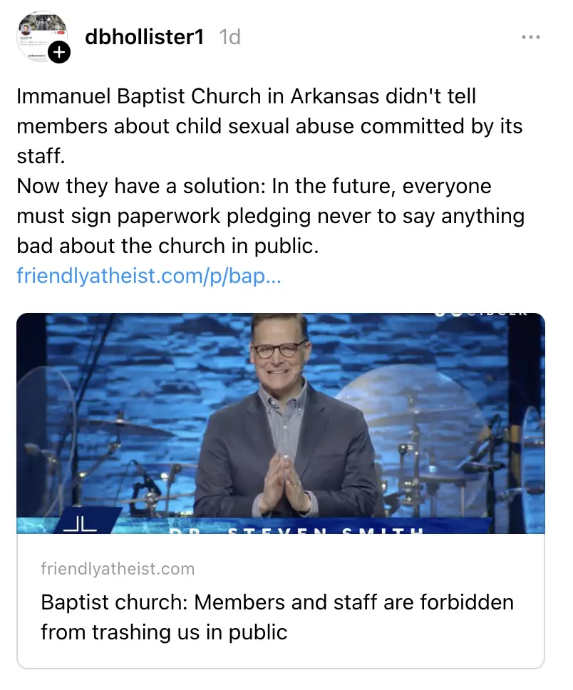 A screenshot of a social media post showing a man in a suit and glasses smiling with hands clasped, standing in front of a…