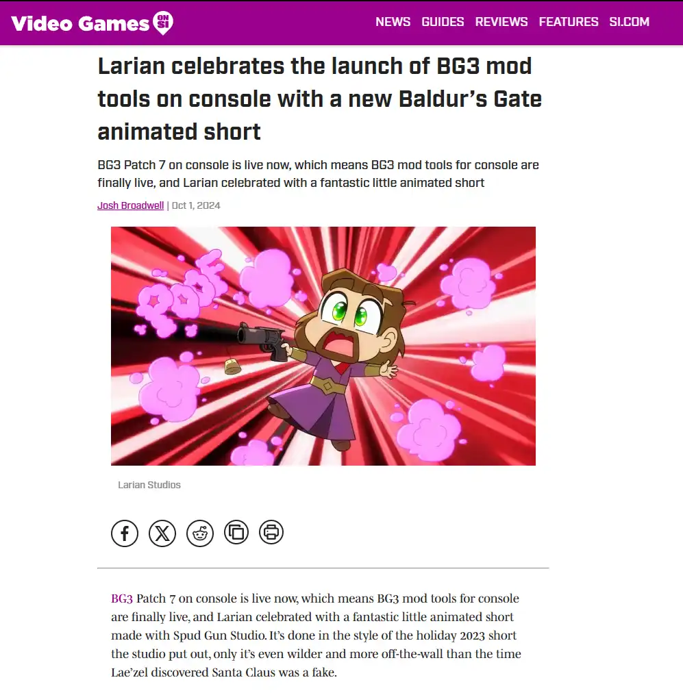 An animated image shows a cartoon character with brown hair and green eyes, wearing a purple dress and holding a gun that…