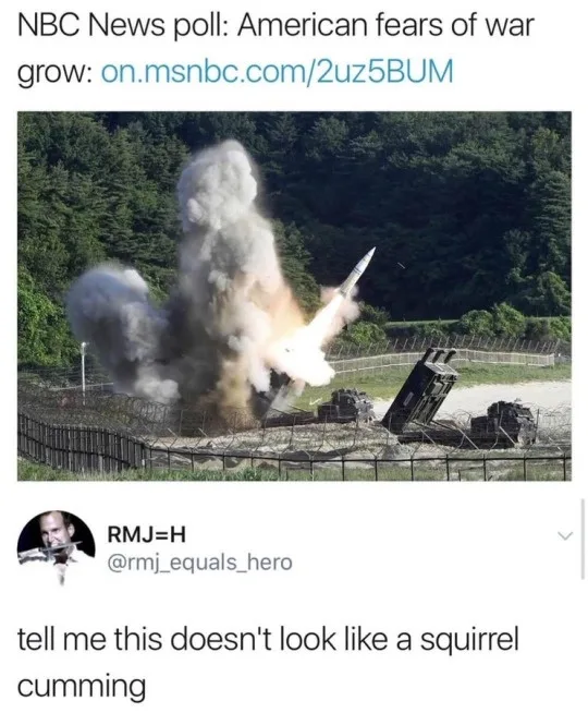 An image of a missile launching from a military launcher with smoke and fire, set against a forested background. Overlaid…