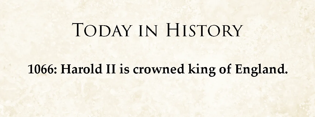 The image displays a beige parchment-style background with black serif text. The top line reads 'TODAY IN HISTORY' and the…