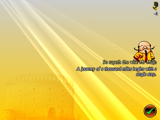 A cartoon bald man with a mustache in a yellow shirt stands against a golden background with radiant light beams and a faint…