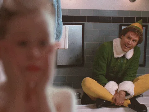 A sequence of six panels from the movie 'The Santa Clause' shows a young boy with wide eyes and hands on his cheeks…