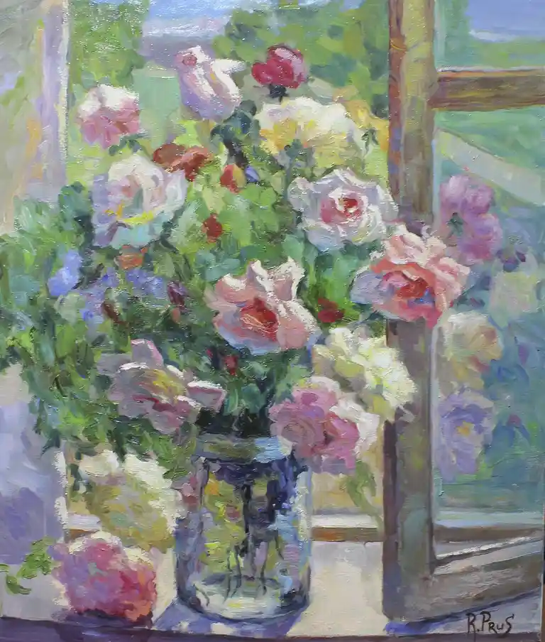 Captivating Roses in a Vase: My Oil Painting on Canvas