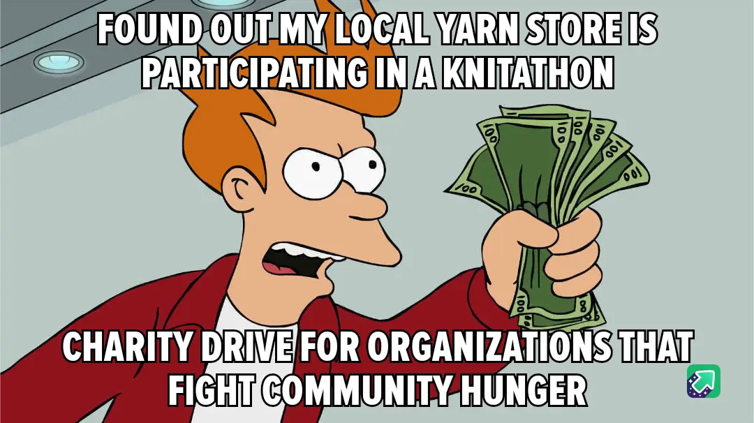 The image shows the animated character Fry from Futurama holding a large stack of US $100 bills with a shocked, wide-eyed…