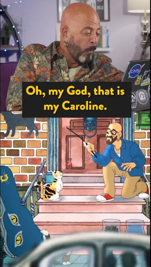 The image is a two-panel meme. The top panel shows a bald man with a goatee and floral shirt looking down with a shocked…
