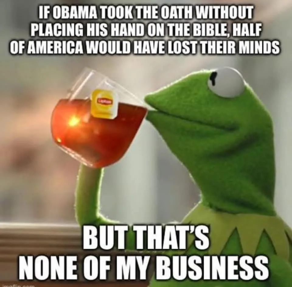 A green frog puppet, Kermit the Frog, is shown sipping tea from a glass mug with a tea bag tag visible. The image has two…