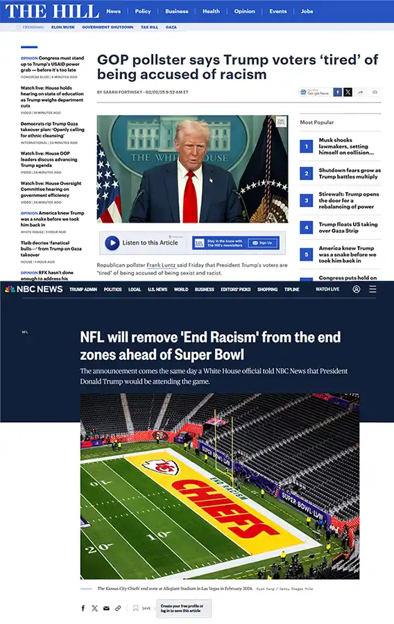 The image is a meme combining two news headlines: the top shows a screenshot of The Hill article with Donald Trump speaking…