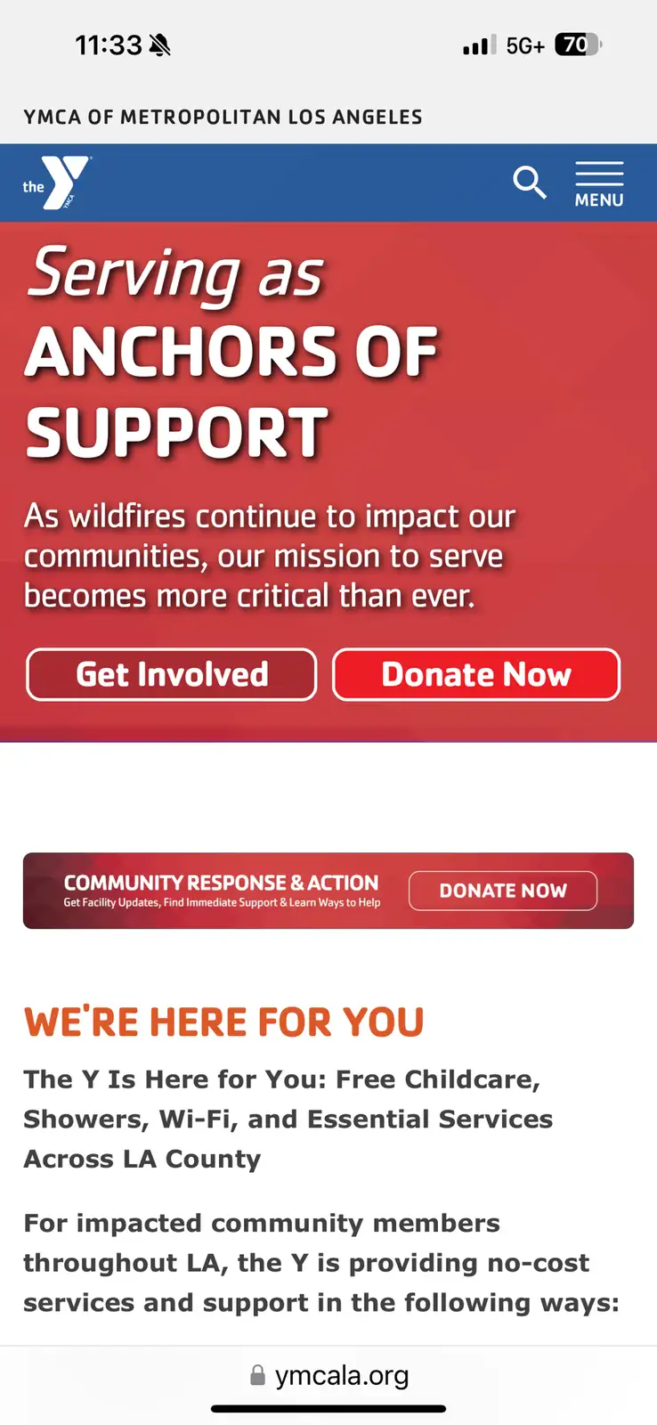 Support Available for Those Affected by the Recent Wildfires in LA - YMCA Steps In!
