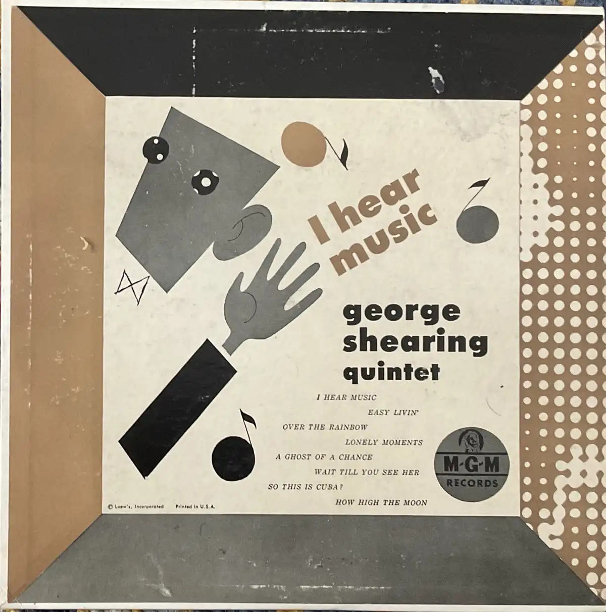 This is the vintage album cover for 'I Hear Music' by the George Shearing Quintet, released on MGM Records. The cover…