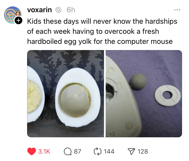 The image is a split-screen: left side shows a halved hard-boiled egg with a perfectly round, solid yolk; right side shows a…