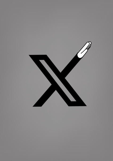 A minimalist image features a black, stylized letter 'X' on a gray background, with a white cigarette butt inserted into the…