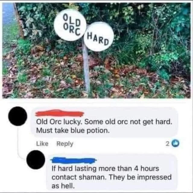 An image of two circular signs in a wooded area, one reading 'OLD ORC' and the other 'HARD', overlaid with a screenshot of a…
