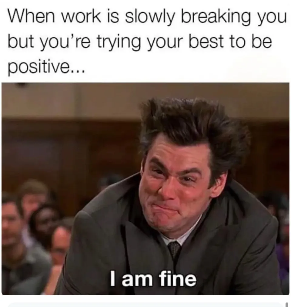 A man in a suit with messy hair and a strained, forced smile looks directly at the camera. The text above him reads 'When…