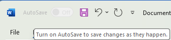 A screenshot of Microsoft Word's ribbon interface shows the 'AutoSave' toggle switched off, with a tooltip hovering over the…