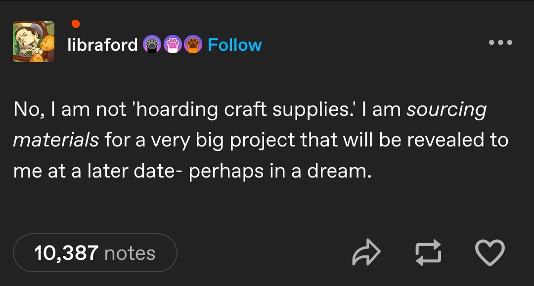 A screenshot of an Instagram post by user 'libraford' with a dark background and white text. The post reads: 'No, I am not…