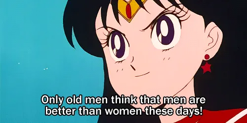 The image displays six panels of the anime character Sailor Mars, each showing her with a progressively more intense or…