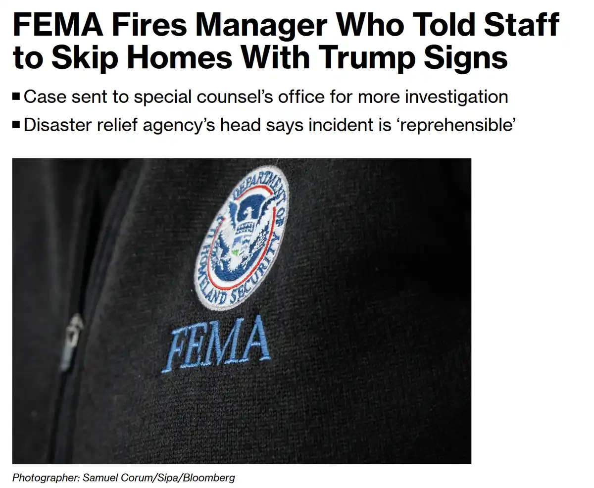 The image shows a close-up of a black FEMA jacket with the Department of Homeland Security seal and 'FEMA' embroidered in…