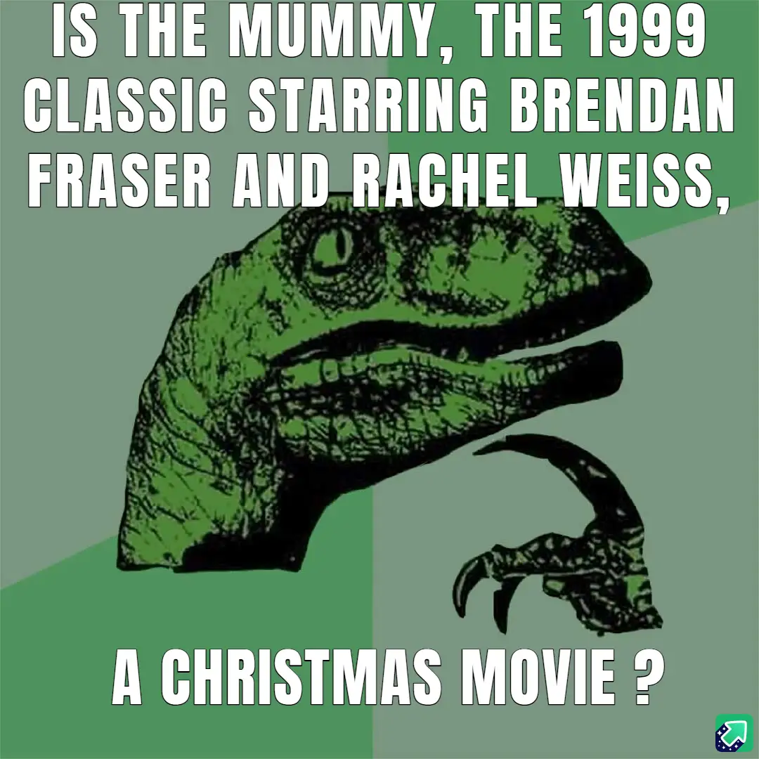 The image features the iconic 'Philosoraptor' meme template, a green, stylized illustration of a dinosaur with a thoughtful…