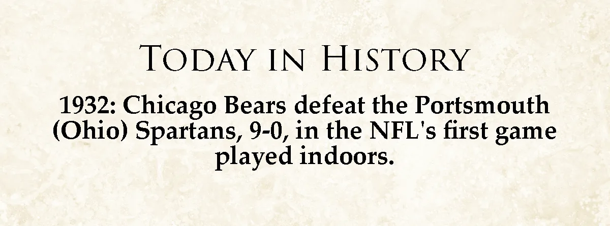 The image displays a beige parchment-style background with black serif text. The top line reads 'TODAY IN HISTORY'. Below…