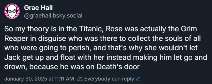 A screenshot of a social media post by Grae Hall, featuring a dark background with white text. The text presents a fictional…