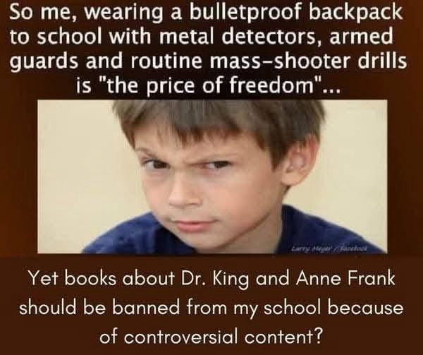 A young boy with a skeptical, unimpressed expression stares forward. The image is overlaid with text that reads: 'So me…