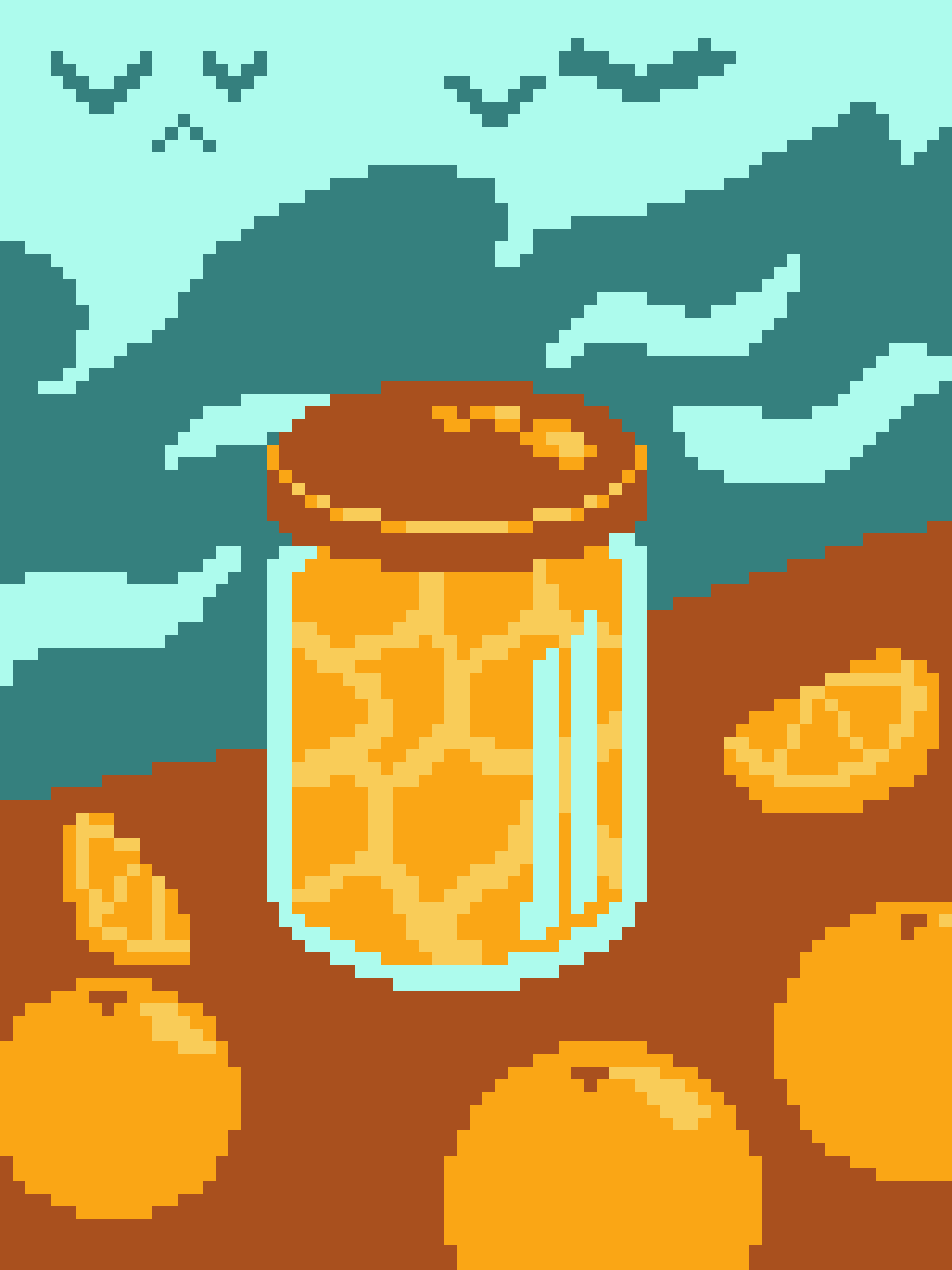 Pixelated Delight: Orange Jam in Art Form