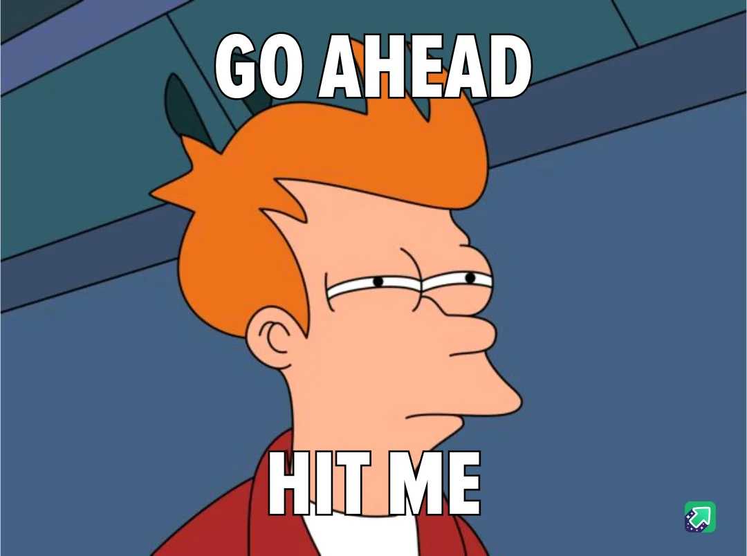 A cartoon character with orange hair and glasses, shown in profile, has the text 'GO AHEAD' above his head and 'HIT ME'…