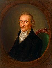 A classical portrait of a man in 18th-century formal attire, seated in an ornate chair, with the overlaid text 'i am not a…