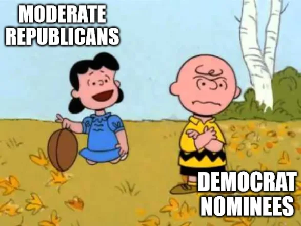 A cartoon image shows Lucy van Pelt holding a football and smiling while Charlie Brown stands beside her with a frustrated…