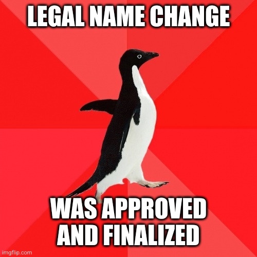 A black-and-white penguin stands upright on a red background with diagonal stripes, looking slightly to the side. The text…
