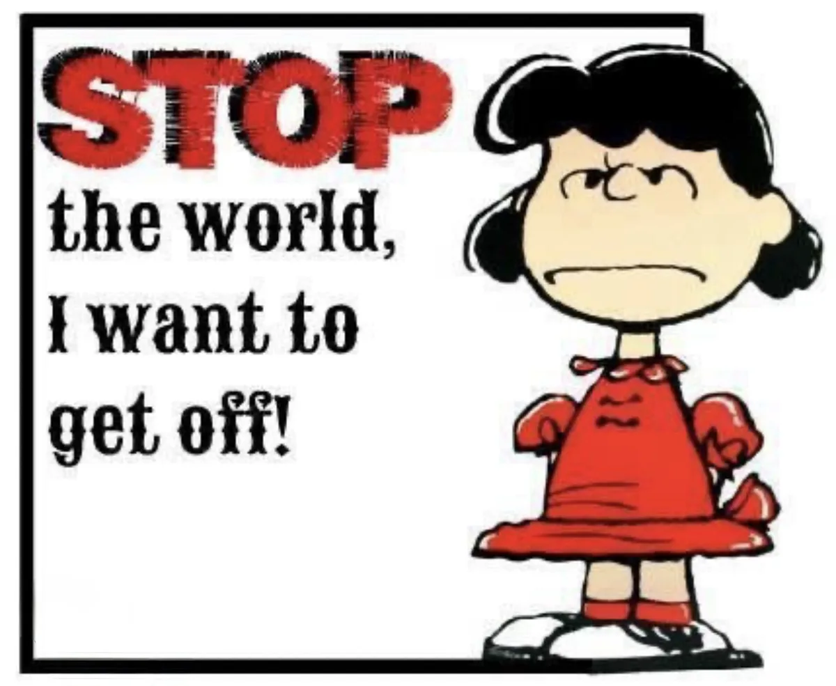 A cartoon girl with black pigtails and a red dress stands with a frustrated expression next to bold red text that reads…