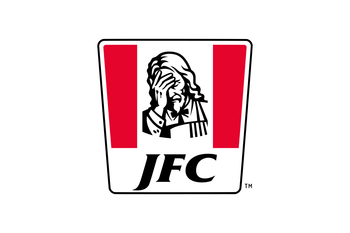 The image displays the iconic KFC logo, featuring Colonel Harland Sanders with his signature white beard and bow tie, framed…