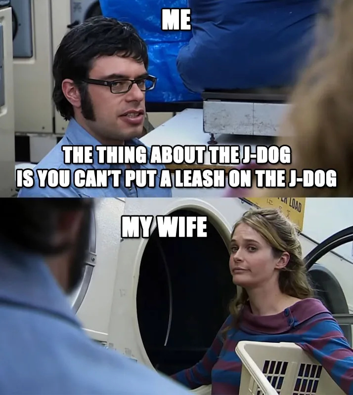 The top panel shows a man in glasses and a blue shirt labeled 'ME' speaking, with text overlay reading 'THE THING ABOUT THE…