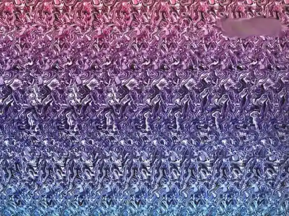 The image displays a psychedelic, swirling gradient background transitioning from pink and magenta at the top through purple…