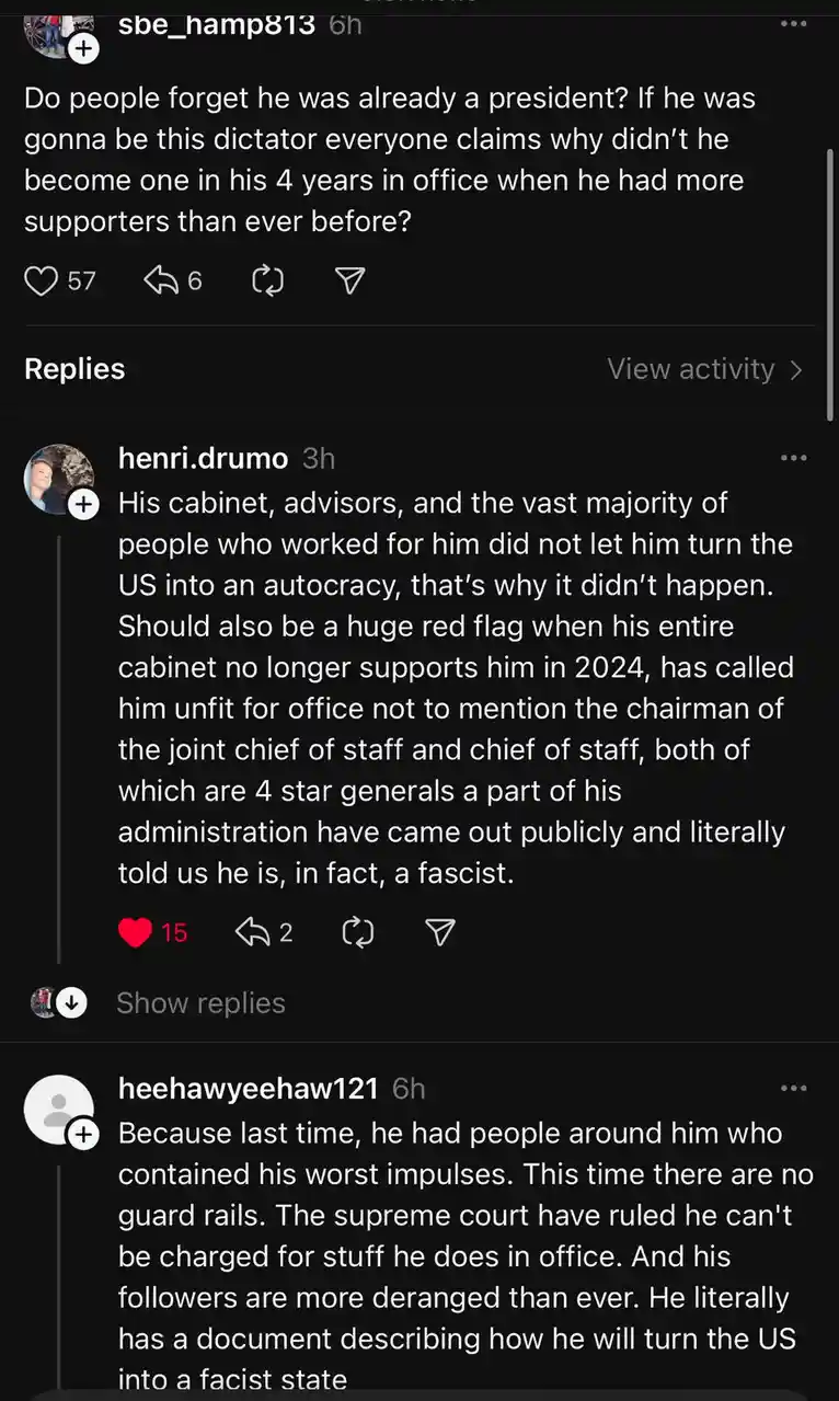 The argument that 'he was already president and didn't become a dictator' is such a weak counterpoint