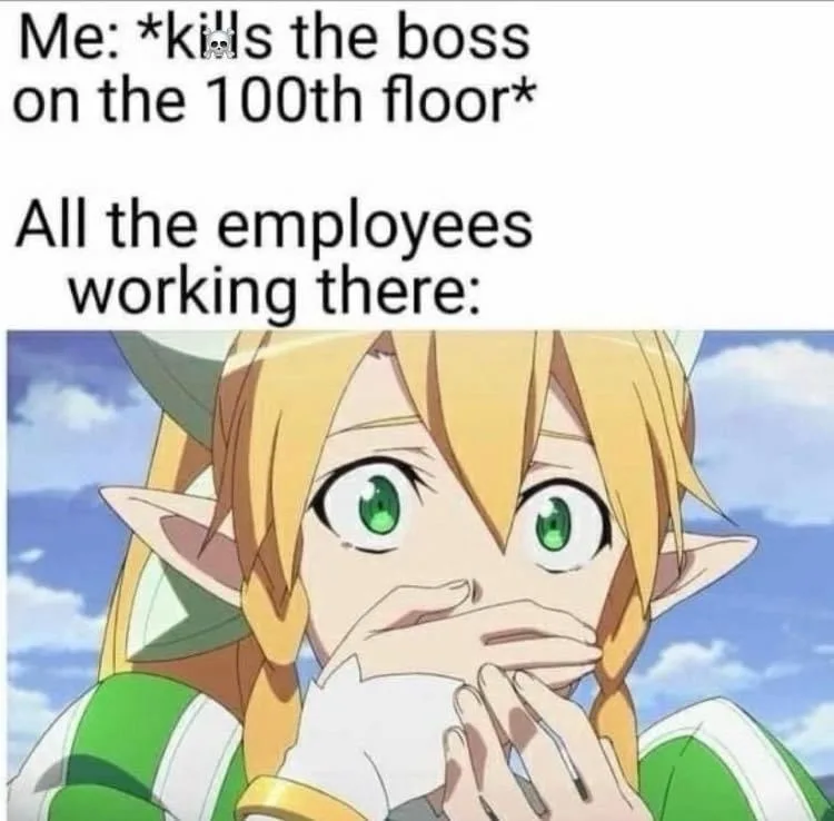 An anime character with blonde hair and green eyes, wearing a green and white outfit, covers her mouth with both hands in a…