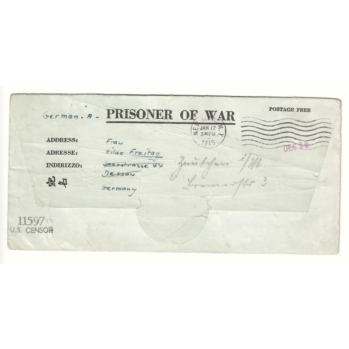 A Historical Letter from a German POW in Oklahoma During WW2