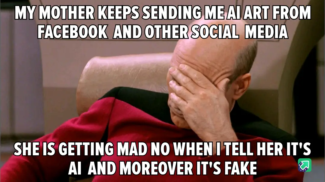 A bald man in a red uniform sits in a chair, covering his face with his hand in a gesture of exasperation. The overlaid text…