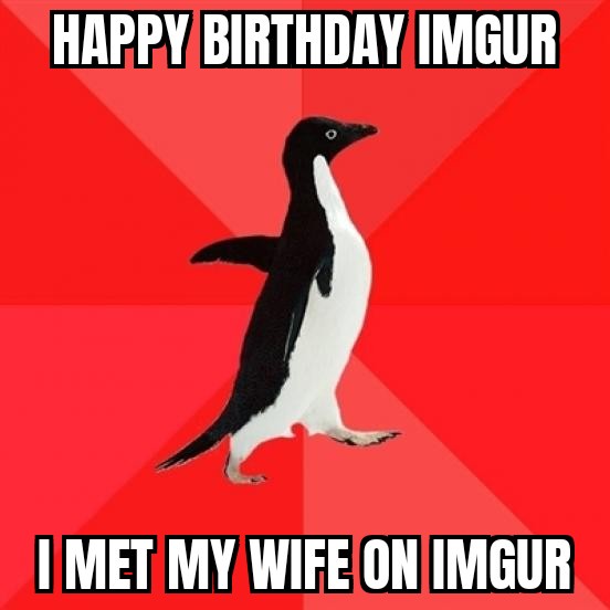 A black-and-white penguin stands against a red background with diagonal stripes, looking slightly to the side. The text at…