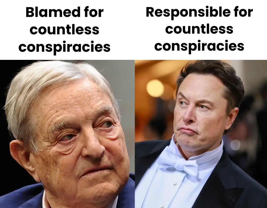 The image displays two side-by-side portraits: on the left, an older man with white hair and a serious expression, labeled…