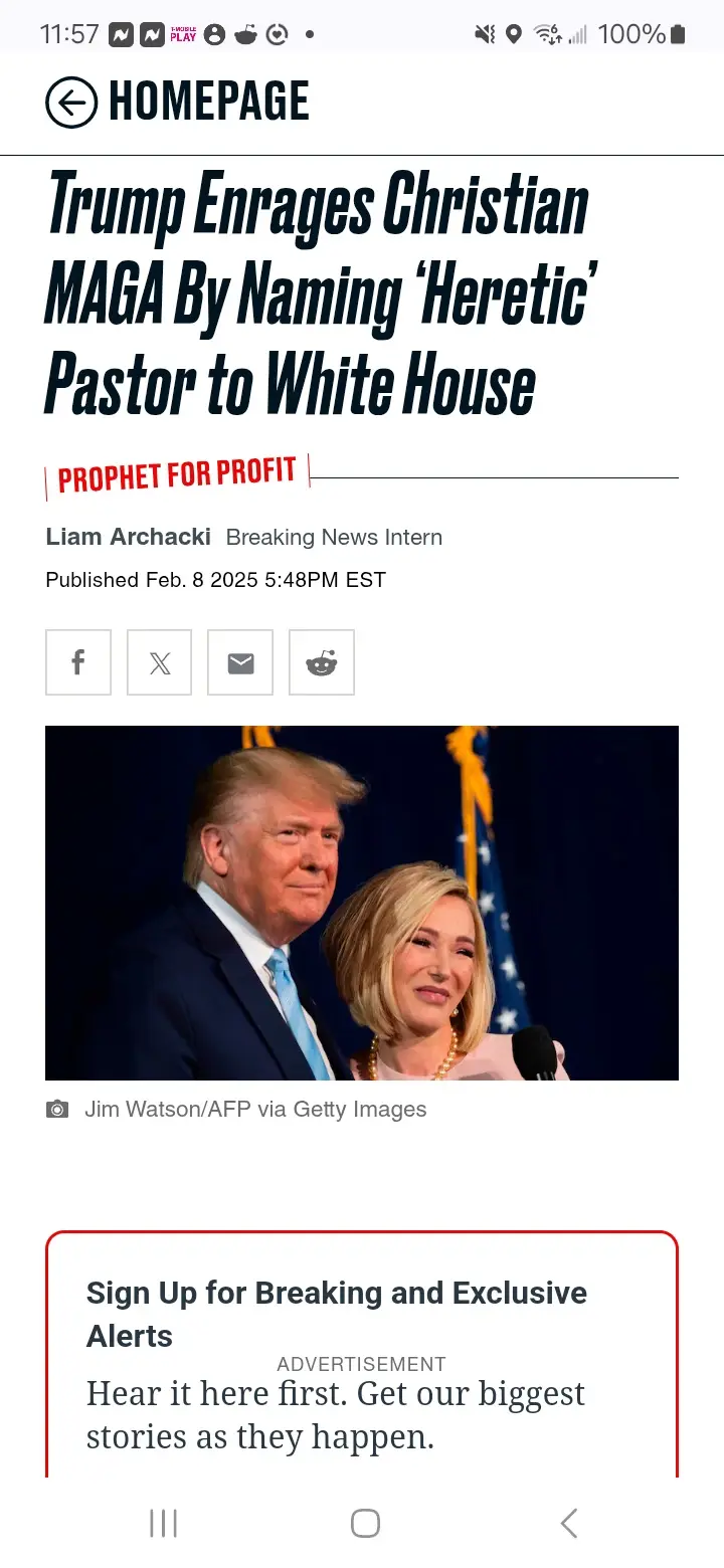 A screenshot of a fake news article from a site called 'Prophet for Profit' with a headline claiming Donald Trump enraged…