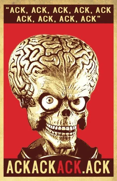 A stylized poster features a skull with a brain for a head, set against a red background. The skull has wide, bulging eyes…