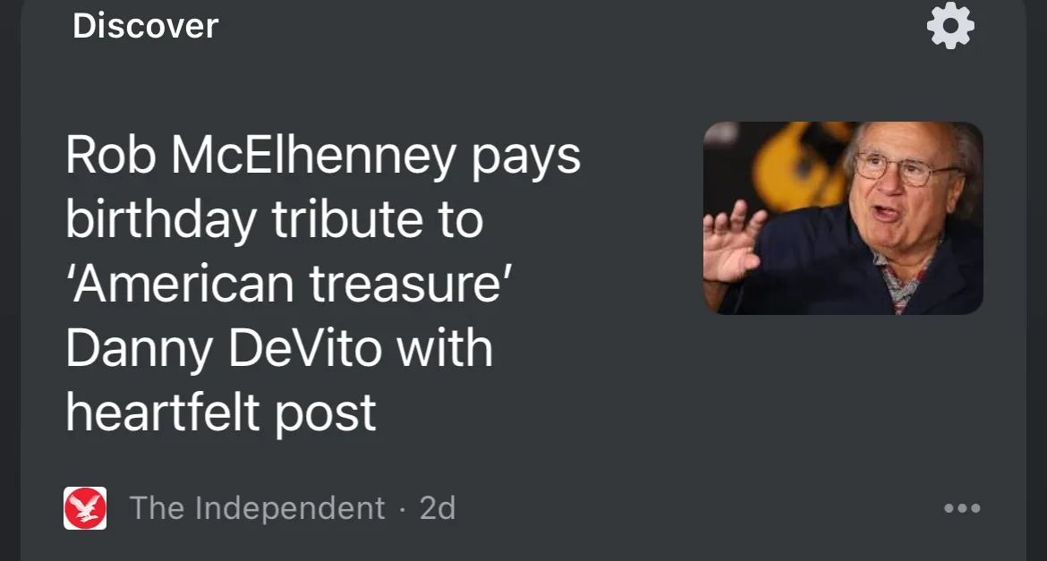 A screenshot of a news article from 'The Independent' under the 'Discover' section, featuring a headline about Rob…