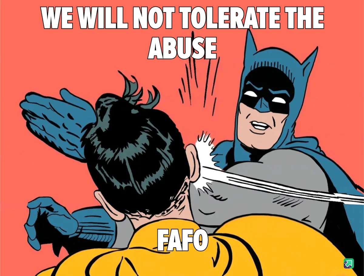 Batman is shown delivering a slap to the back of Robin's head, who is wearing a yellow costume and has his back to the…