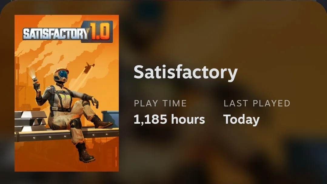 An image of the video game 'Satisfactory' shows a character in a space suit sitting on a platform holding a torch, with the…