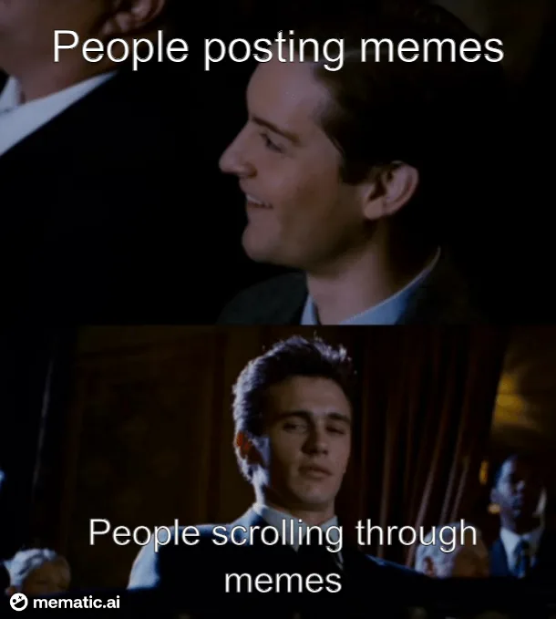 The image is a two-panel meme featuring actor James Franco. In the top panel, he smiles while looking to the side, with the…