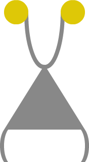 A minimalist gray cartoon figure with two yellow circles for eyes and a black base, overlaid with the text 'i'm not lazy…