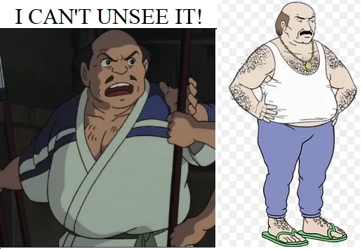 The image is split into two panels. The left panel shows a cartoon man with an angry expression, gripping a pole. The right…